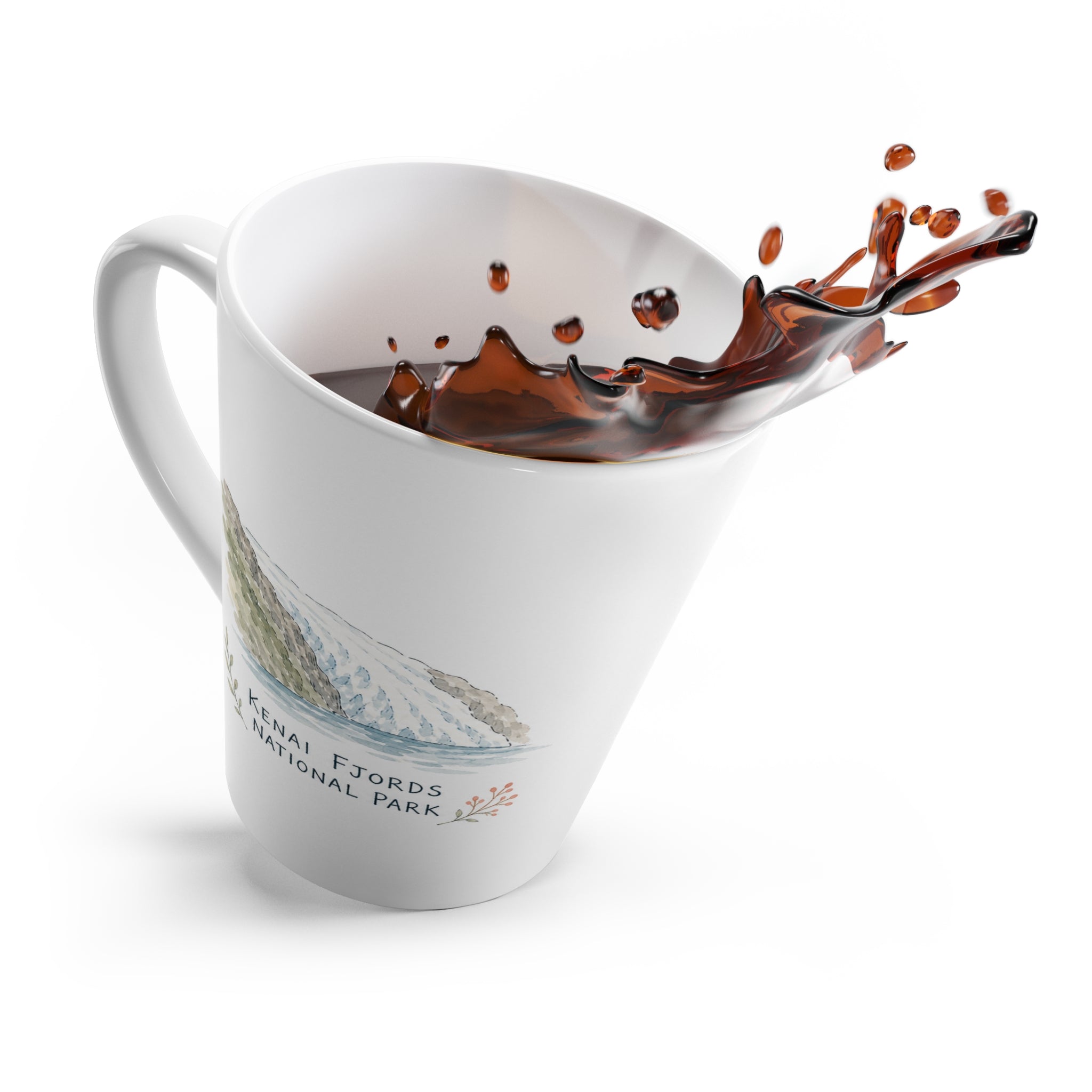 Kenai Fjords National Park Latte Mug | Pastel Watercolor Nature Coffee Cup | 12 oz Travel Souvenir Gift