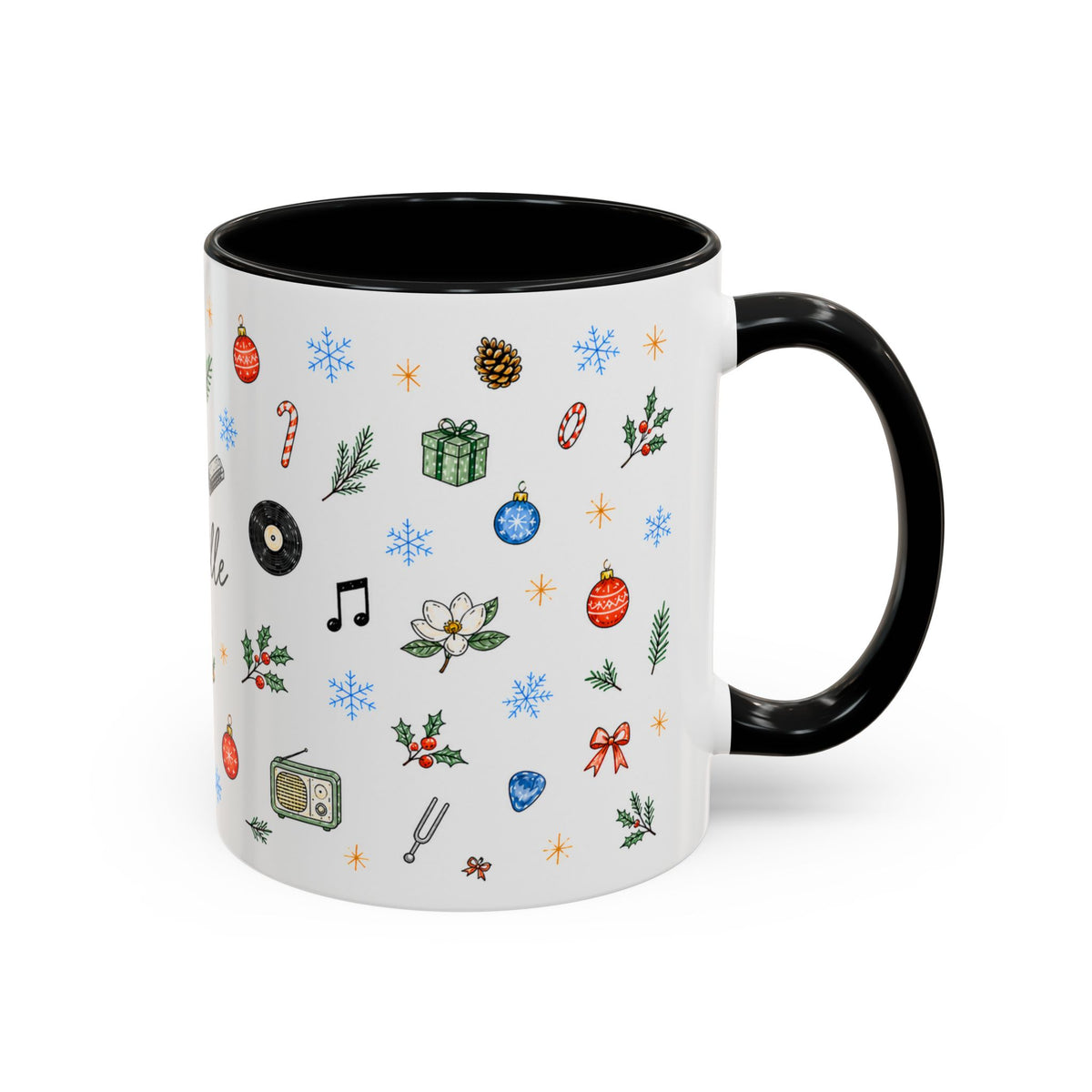 Nashville Christmas Mug | Watercolor City Souvenir, Acoustic Guitar, Harmonica (11oz 15oz)