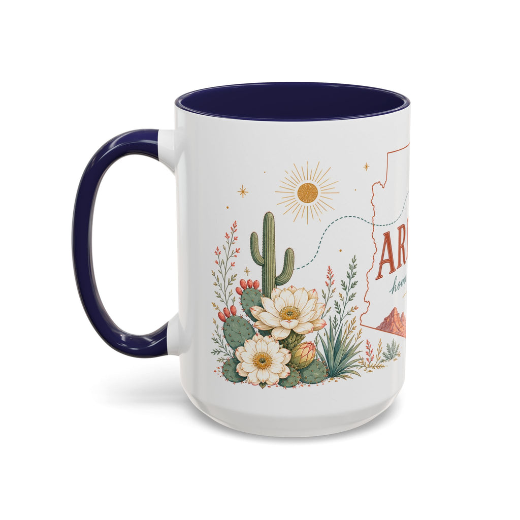 Arizona State Map Mug | Desert Landscape, Botanical Accents, Homesick Gift