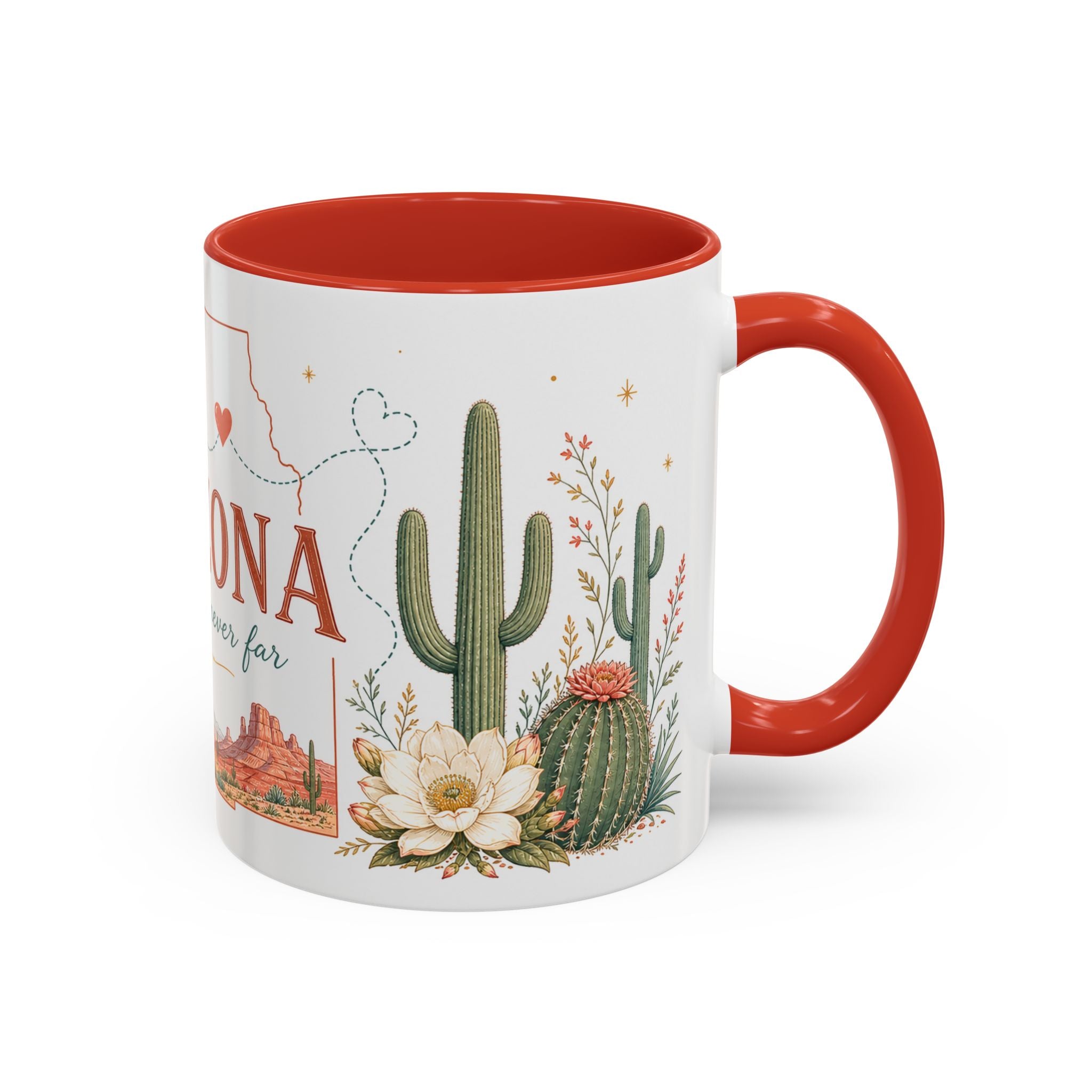 Arizona State Map Mug | Desert Landscape, Botanical Accents, Homesick Gift