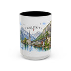 Hallstatt Illustrated Travel Mug | Austria Souvenir Accent Coffee Mug | 11oz 15oz Ceramic Cup