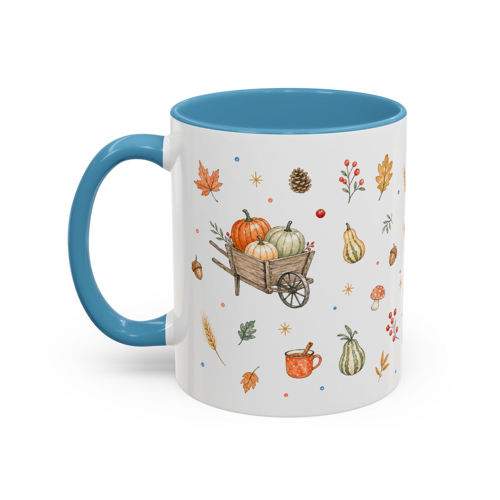 Thanksgiving Mug | Country Harvest Watercolor Gift | Pumpkin Scarecrow Accent Cup 11oz 15oz
