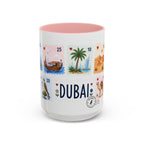 Dubai Coffee Mug | Postage Stamp Collage Mug | Travel Souvenir Accent Cup 11oz 15oz