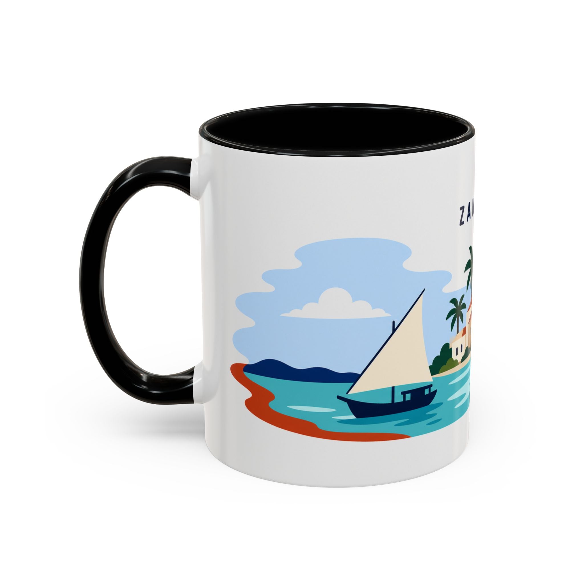 Zanzibar Coffee Mug | Travel Destination Souvenir Gift | Accent Color Ceramic 11oz 15oz