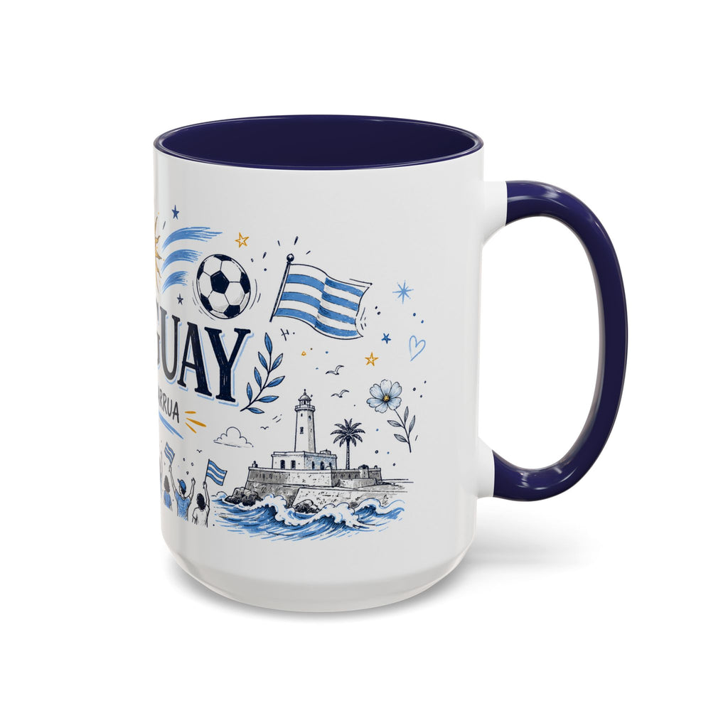 Uruguay Soccer Coffee Mug | World Cup Fan Gift | Accent Color Ceramic 11oz 15oz Match Day Cup