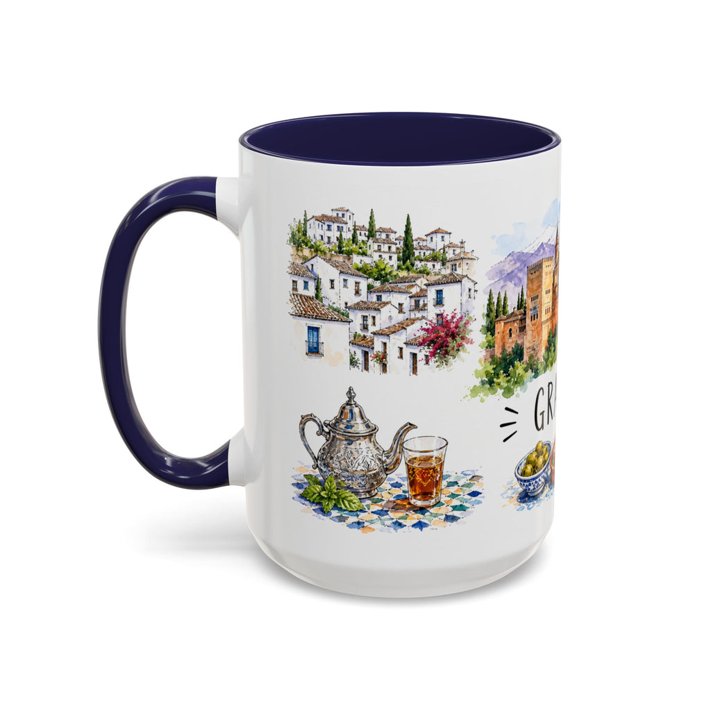 Granada Illustrated Travel Mug | City Souvenir Accent Coffee Mug | 11oz 15oz Ceramic Cup