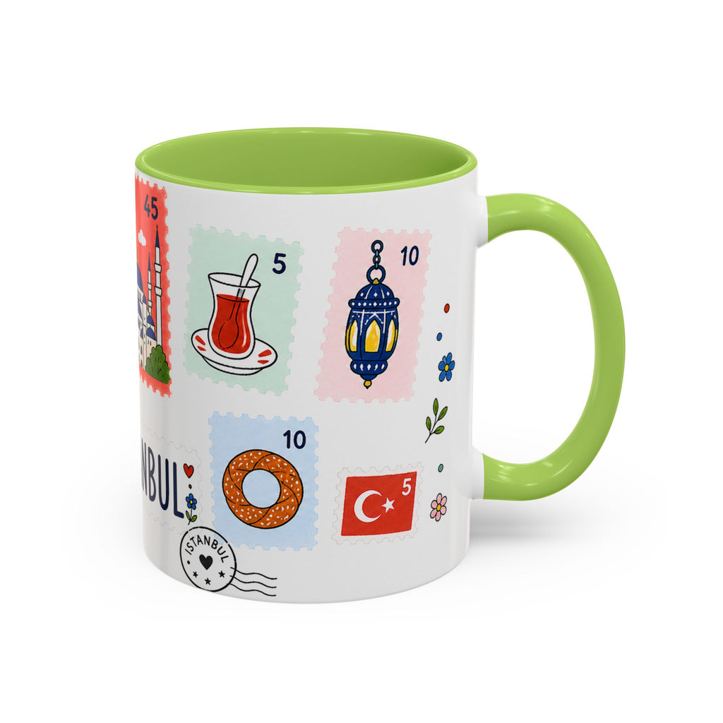 Istanbul Coffee Mug | Postage Stamp Collage Mug | Travel Souvenir Accent Cup 11oz 15oz