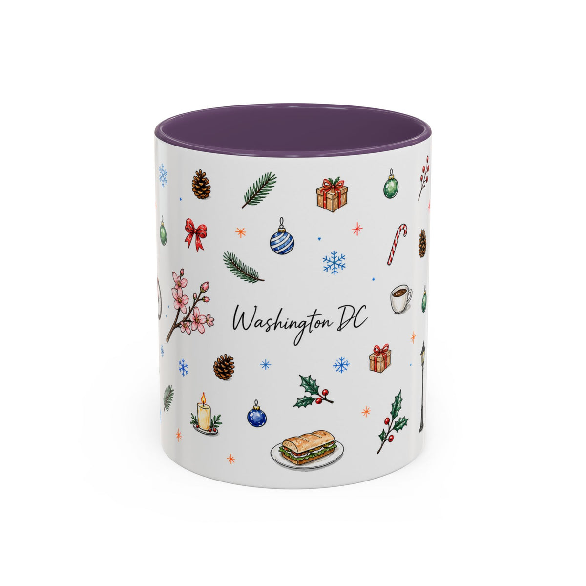 Washington DC Christmas Mug | Watercolor City Souvenir | Ceramic Coffee Cup 11oz 15oz