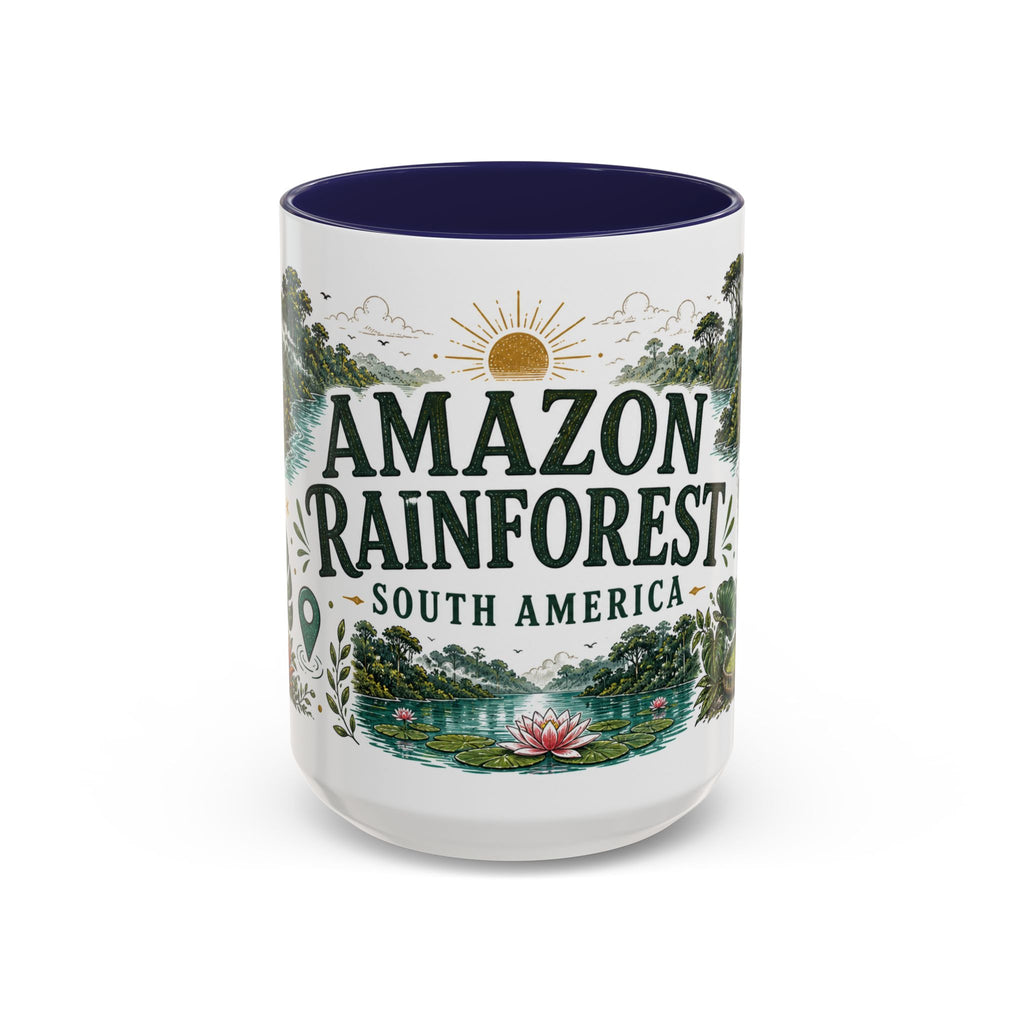 Amazon Rainforest Coffee Mug | Travel Destination Souvenir Gift | Accent Color Ceramic 11oz 15oz