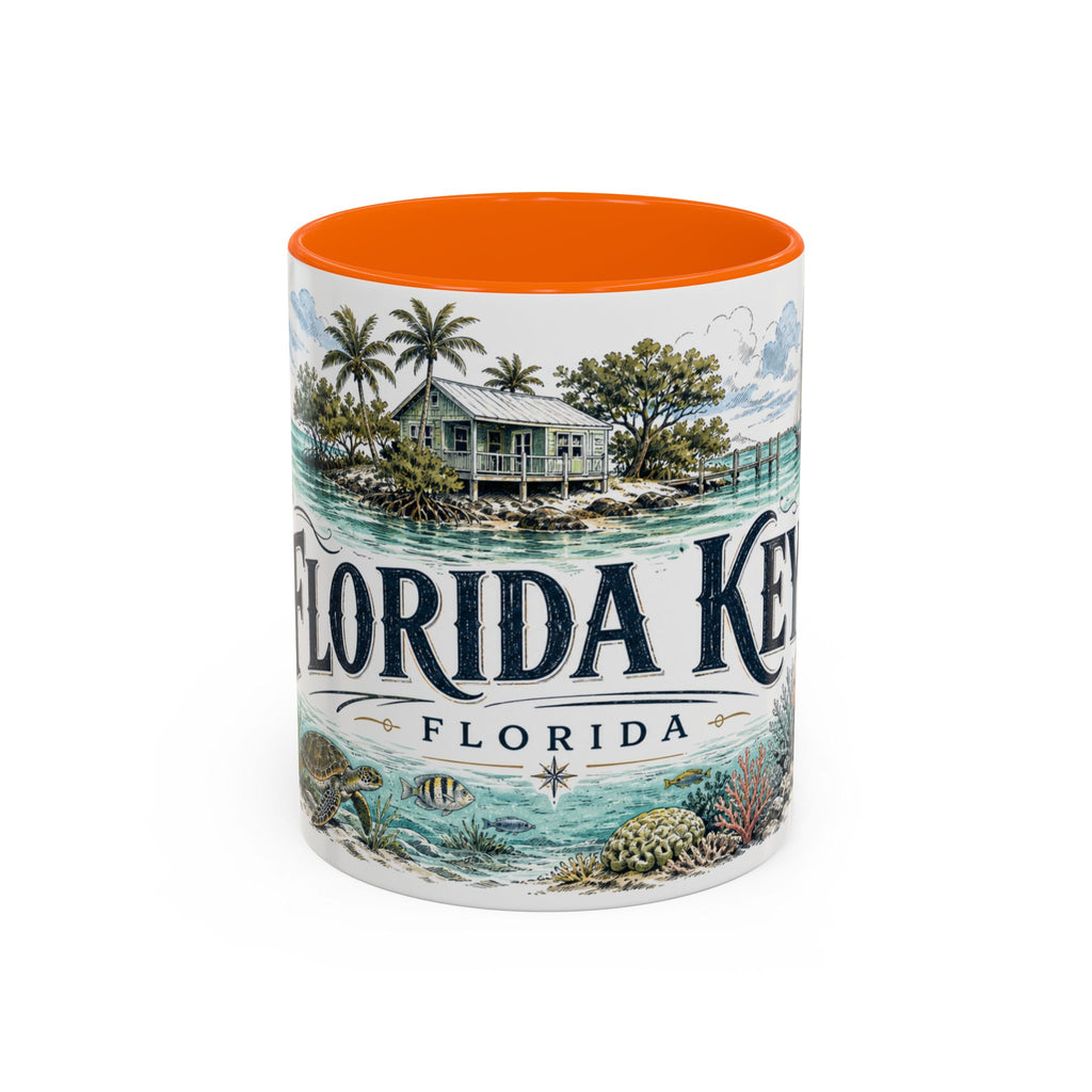 Florida Keys Mug, Florida Travel Souvenir, Bucket List Gift, Accent Ceramic Coffee Mug 11oz 15oz