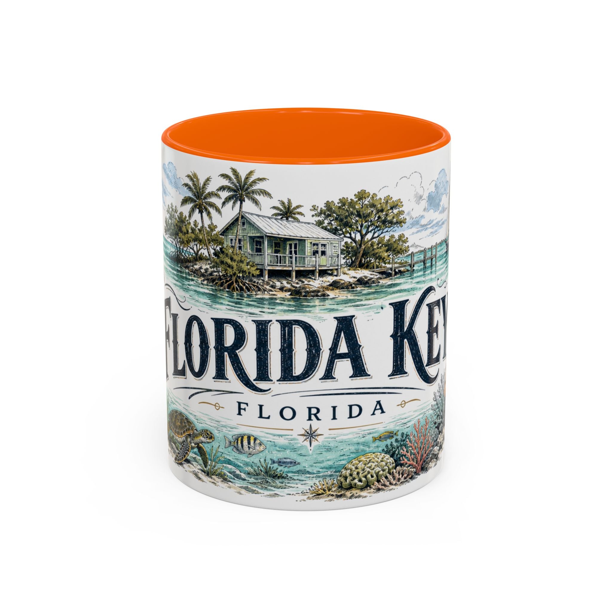Florida Keys Mug, Florida Travel Souvenir, Bucket List Gift, Accent Ceramic Coffee Mug 11oz 15oz