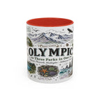 Olympic Coffee Mug | National Park Hiking Rainforest Gift | Accent Color Ceramic 11oz 15oz