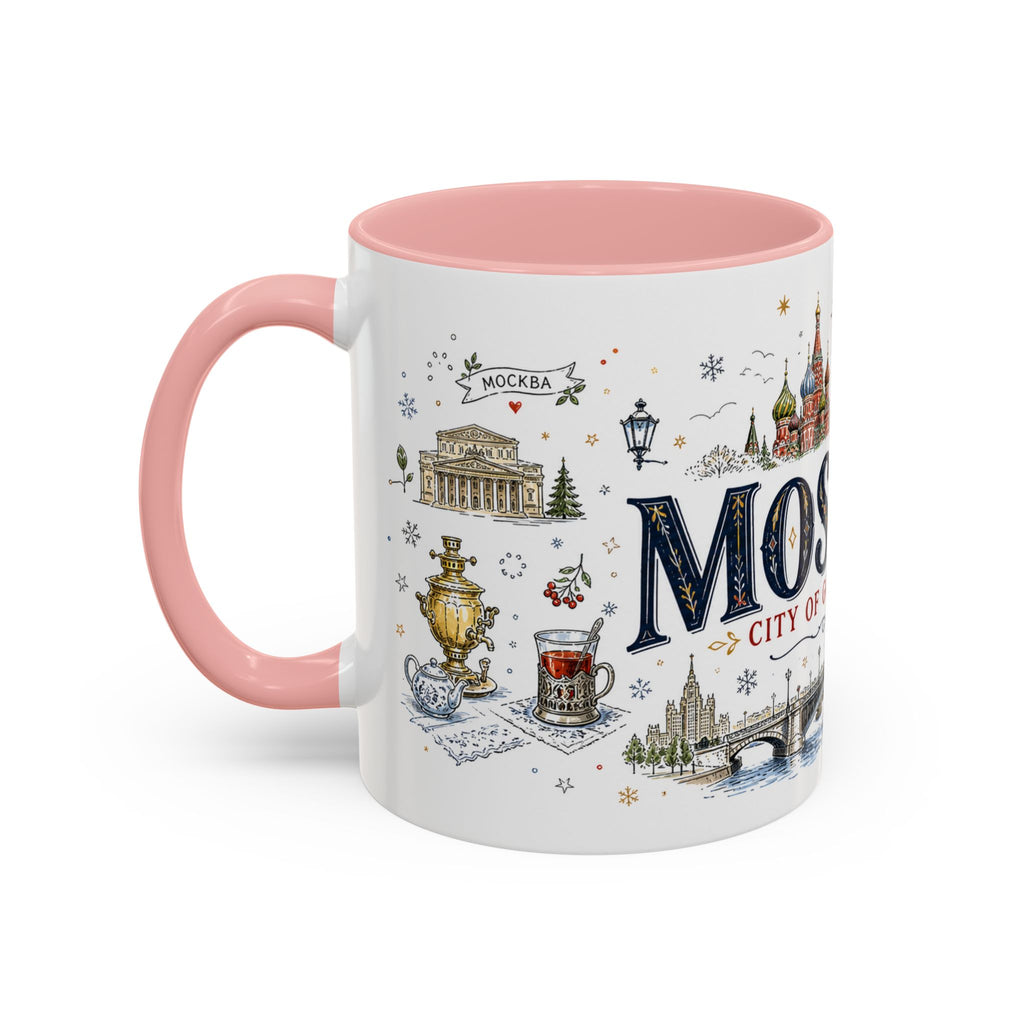 Moscow Coffee Mug | Russia Souvenir Travel Gift | Accent Color Ceramic 11oz 15oz