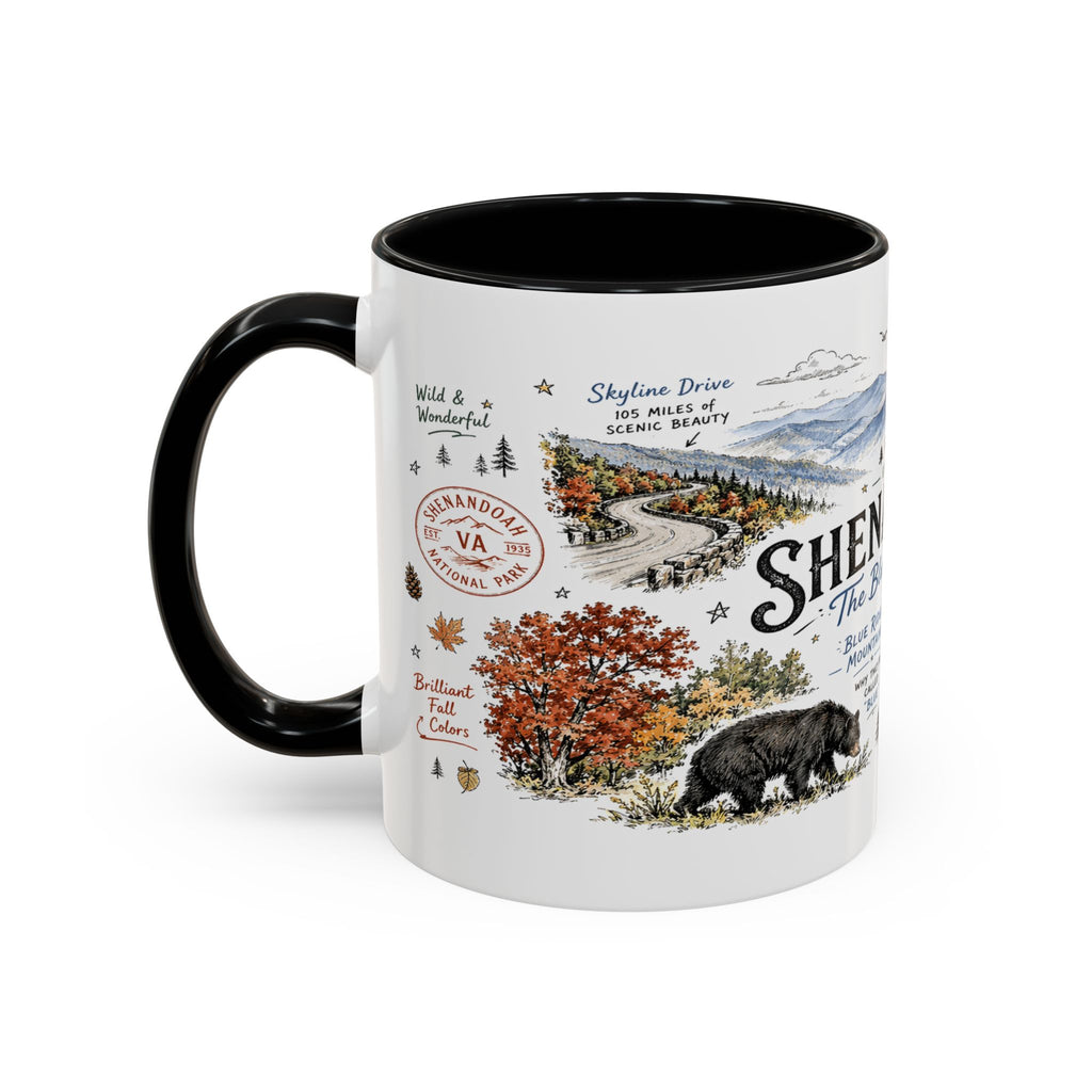 Shenandoah National Park Coffee Mug | Virginia Blue Ridge Hiking Autumn Gift | Accent Color Ceramic 11oz 15oz