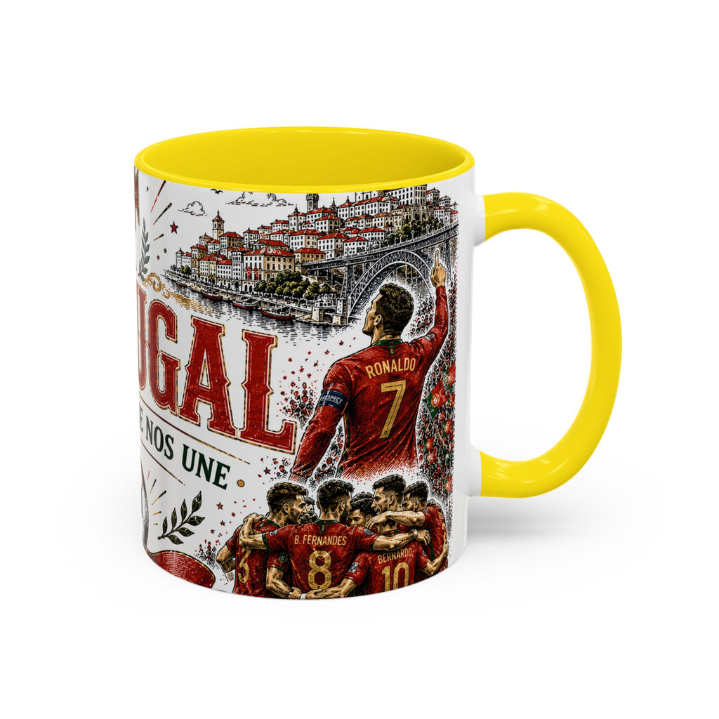 Portugal Soccer Coffee Mug | World Cup Fan Gift | Accent Color Ceramic 11oz 15oz Match Day Cup