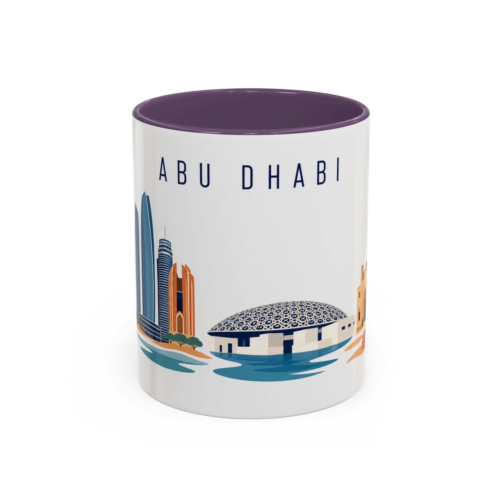 Abu Dhabi Coffee Mug | United Arab Emirates Travel Souvenir | Porcelain Decal City Gift | 11oz 15oz Accent Mug