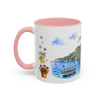 Positano Illustrated Travel Mug | Italy Souvenir Accent Coffee Mug | 11oz 15oz Ceramic Cup
