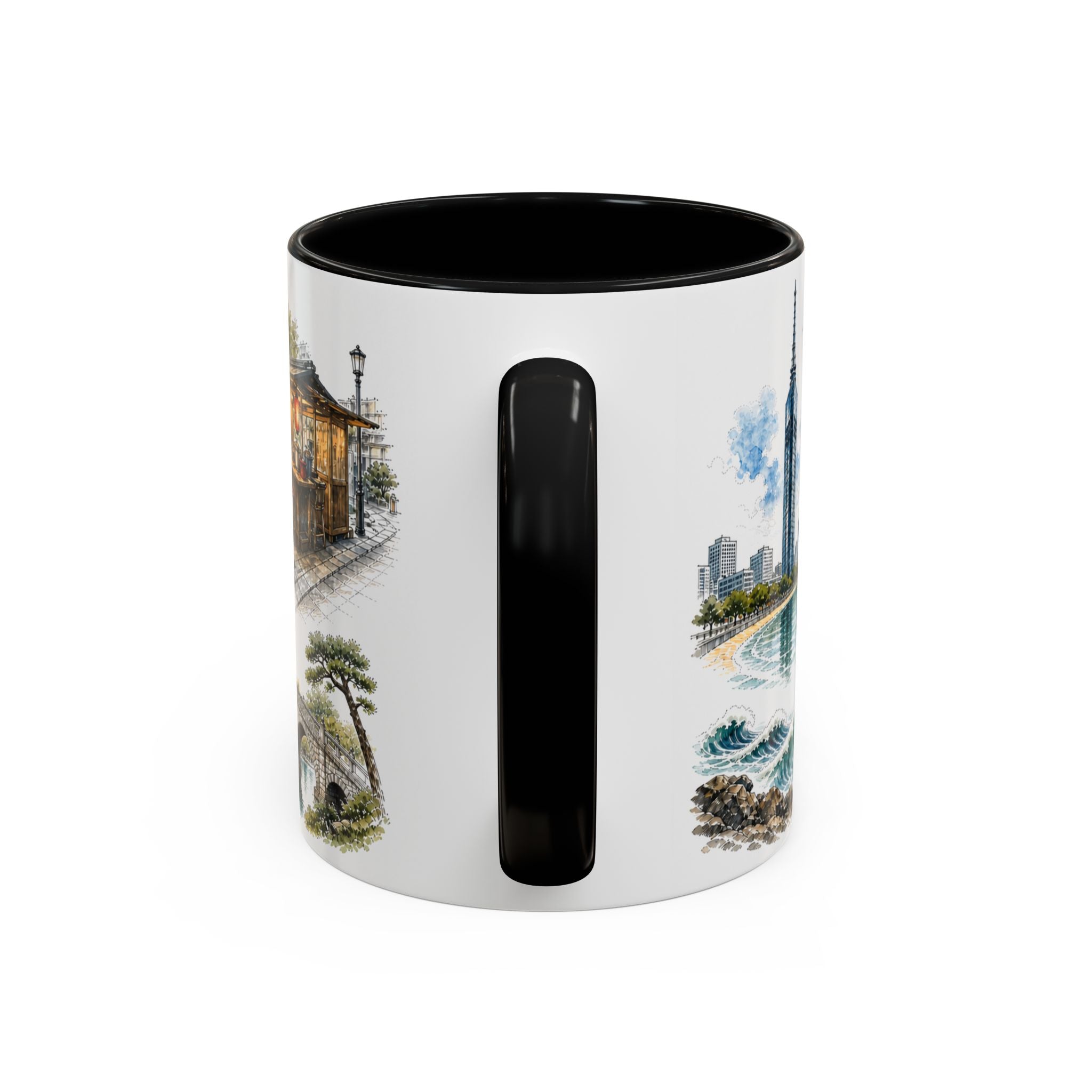 Fukuoka Coffee Mug | Japan Travel Souvenir | Vintage Illustrated City Gift | 11 oz 15 oz Accent Mug