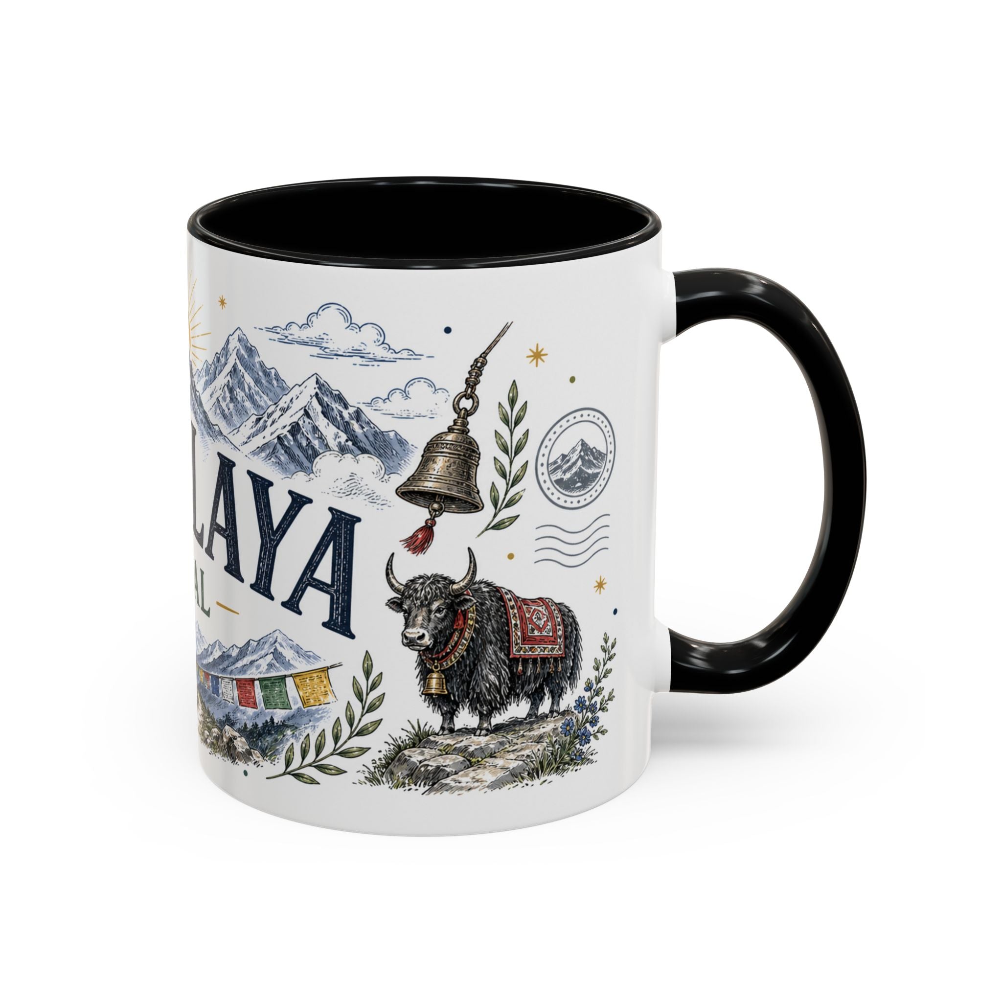 Himalaya Coffee Mug | Travel Destination Souvenir Gift | Accent Color Ceramic 11oz 15oz