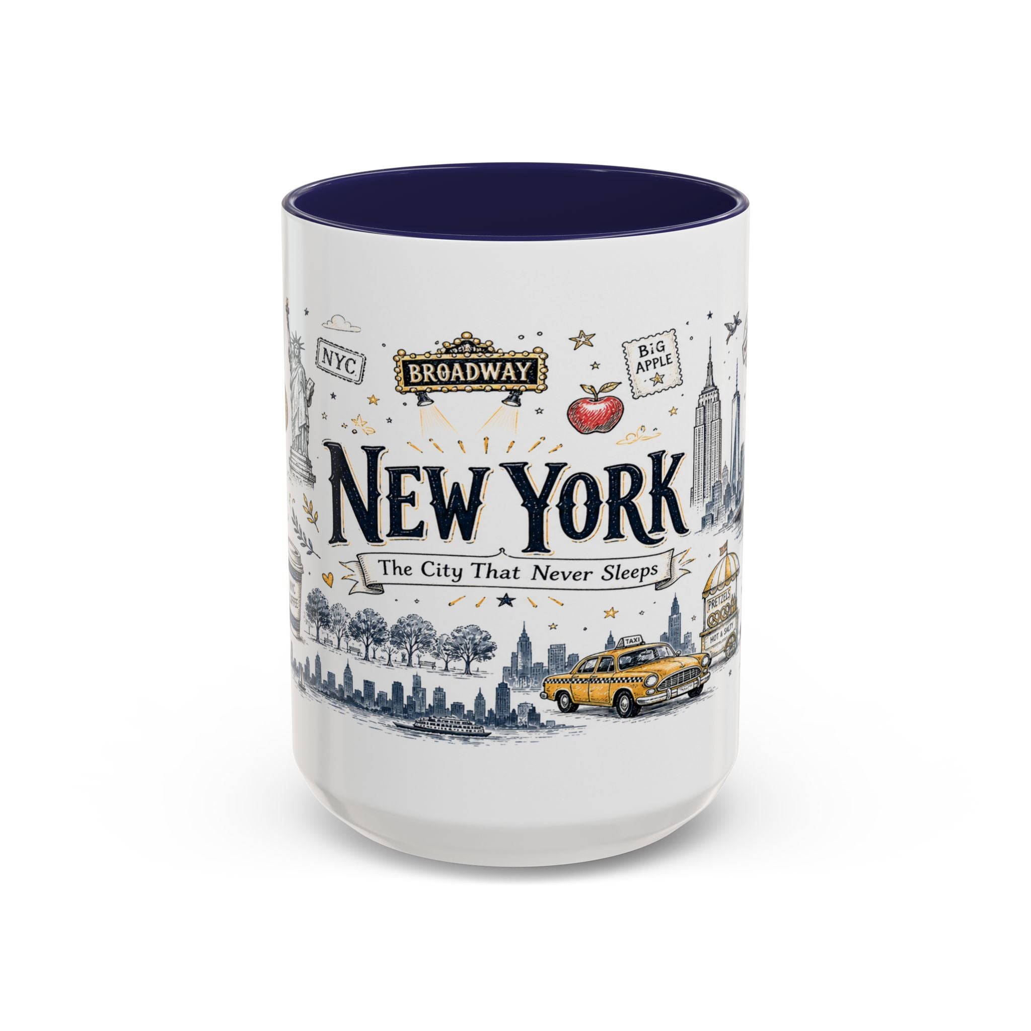 New York City Coffee Mug | New York Souvenir Travel Gift | Accent Color Ceramic 11oz 15oz