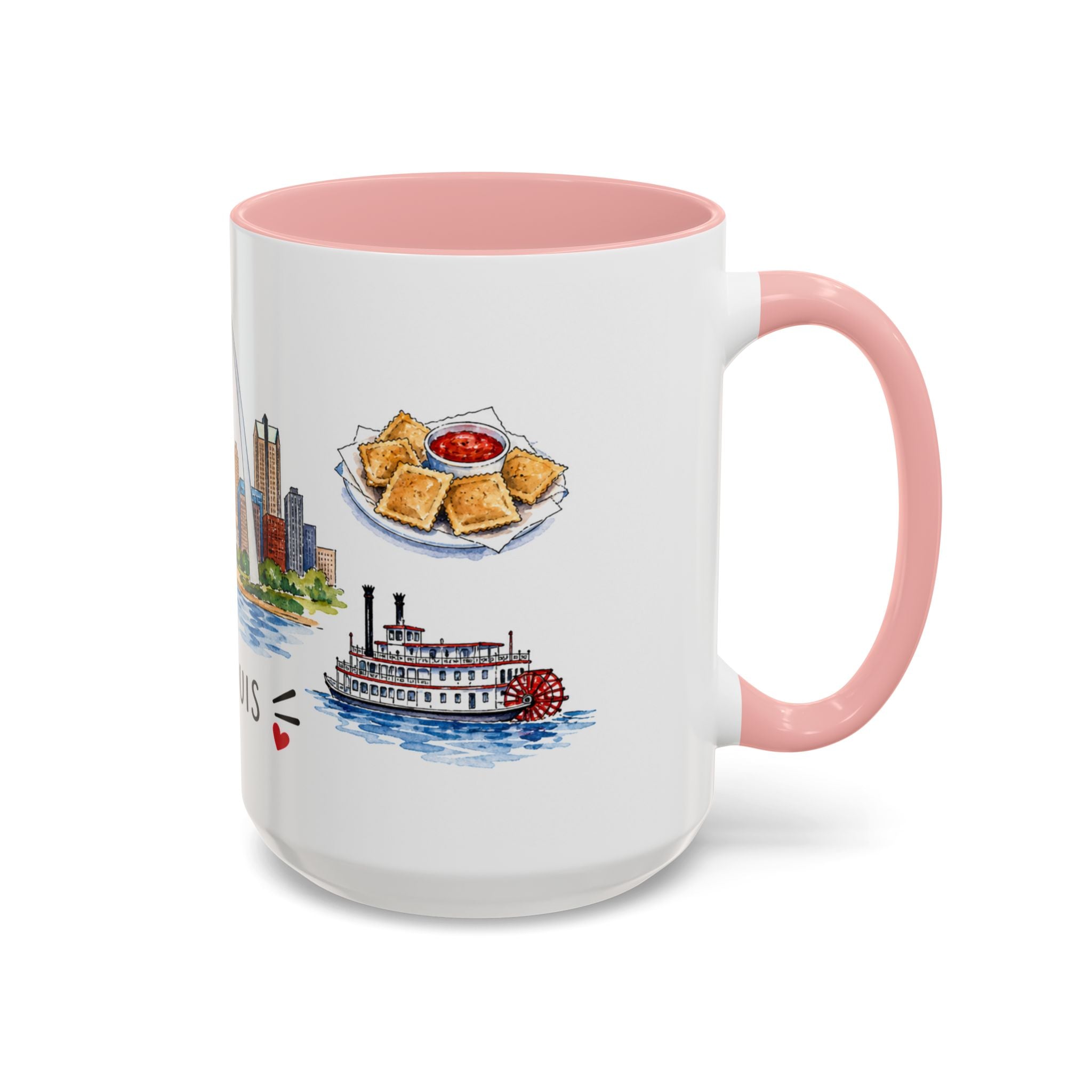 St. Louis Illustrated Travel Mug | City Souvenir Accent Coffee Mug | 11oz 15oz Ceramic Cup