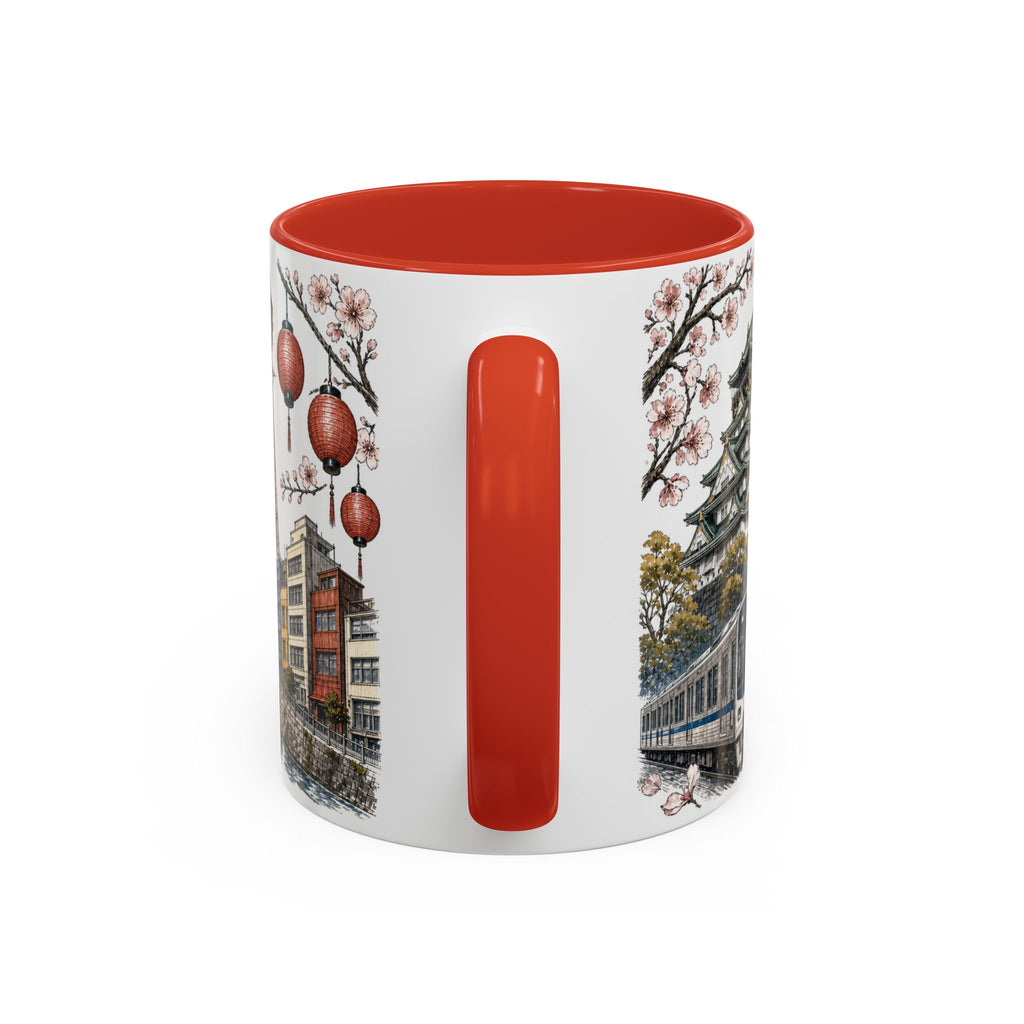 Osaka Coffee Mug | Japan Travel Souvenir | Vintage Illustrated City Gift | 11 oz 15 oz Accent Mug
