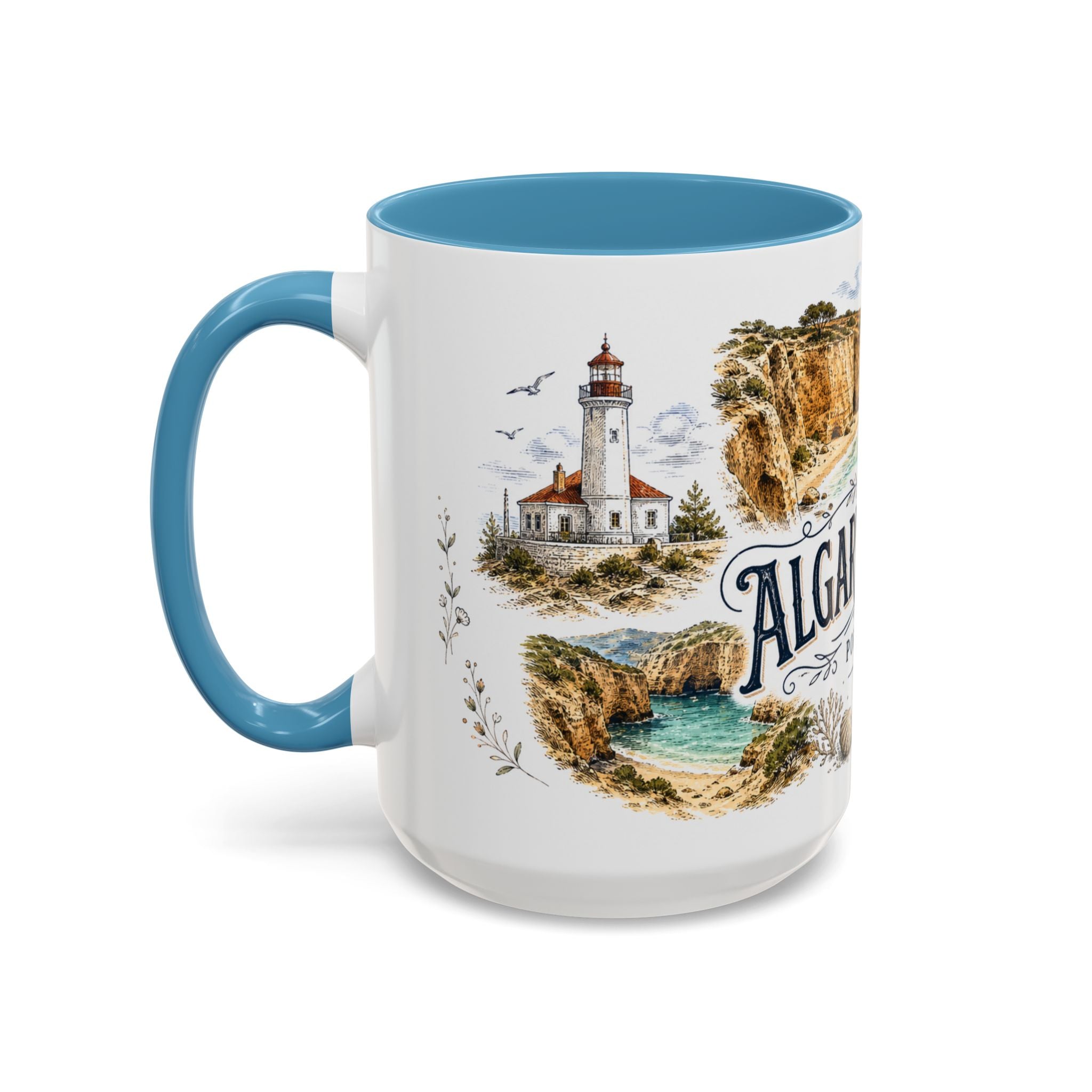 Algarve Coast Mug, Portugal Travel Souvenir, Bucket List Gift, Accent Ceramic Coffee Mug 11oz 15oz