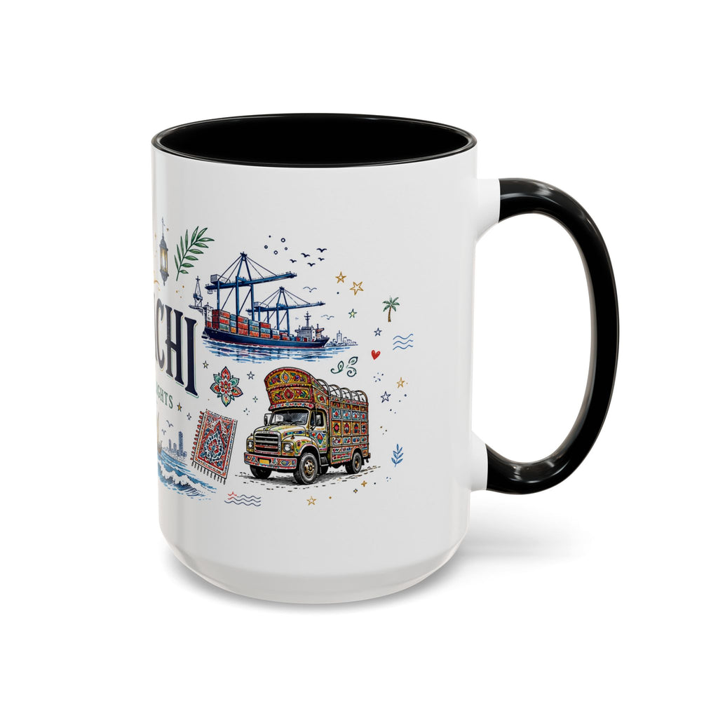 Karachi Coffee Mug | Pakistan Souvenir Travel Gift | Accent Color Ceramic 11oz 15oz
