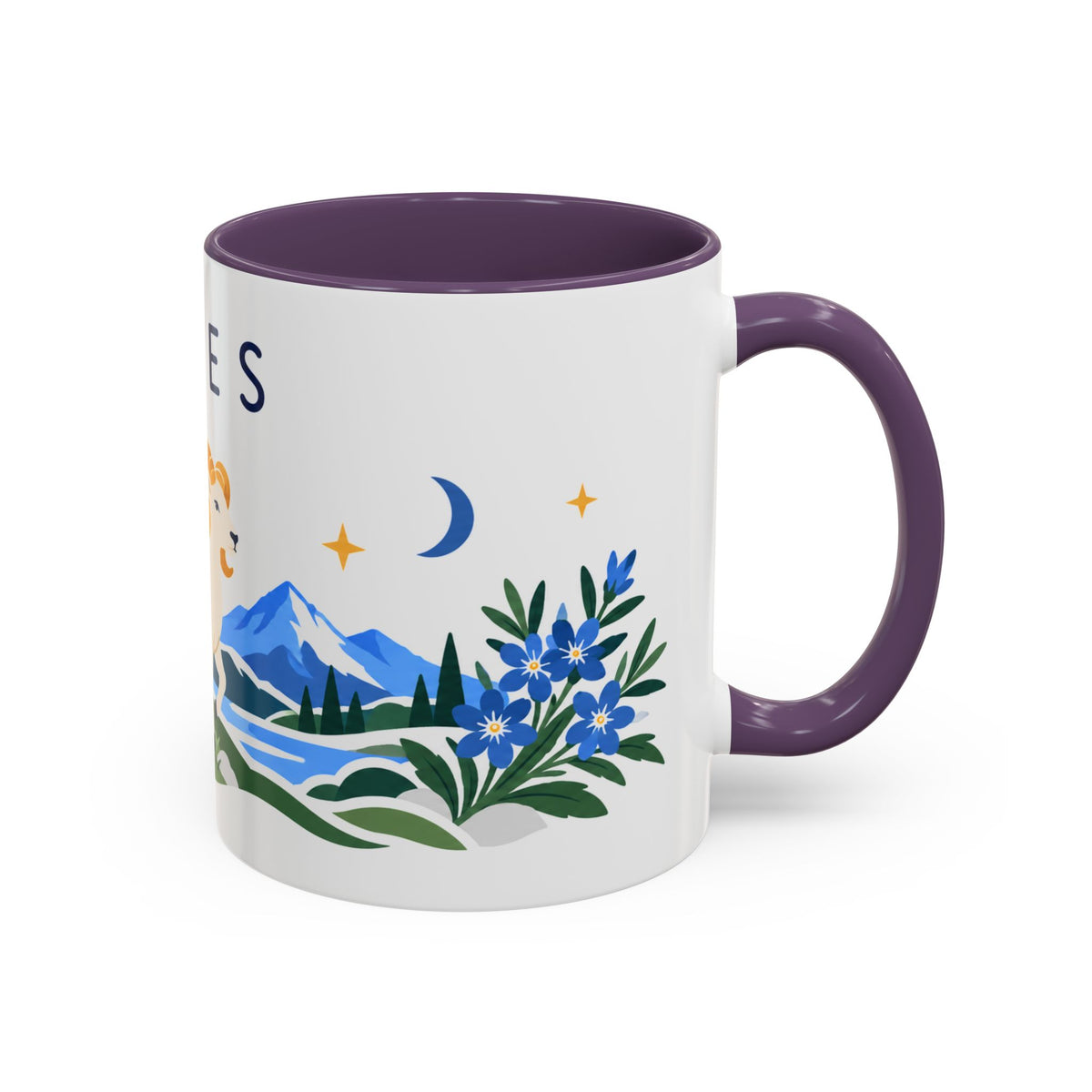 Aries Zodiac Coffee Mug | Ram and Floral Design | Astrology Birthday Gift | 11 oz 15 oz Ceramic Accent Mug
