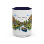 Giethoorn Illustrated Travel Mug | Netherlands Souvenir Accent Coffee Mug | 11oz 15oz Ceramic Cup