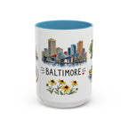 Baltimore Illustrated Travel Mug | City Souvenir Accent Coffee Mug | 11oz 15oz Ceramic Cup