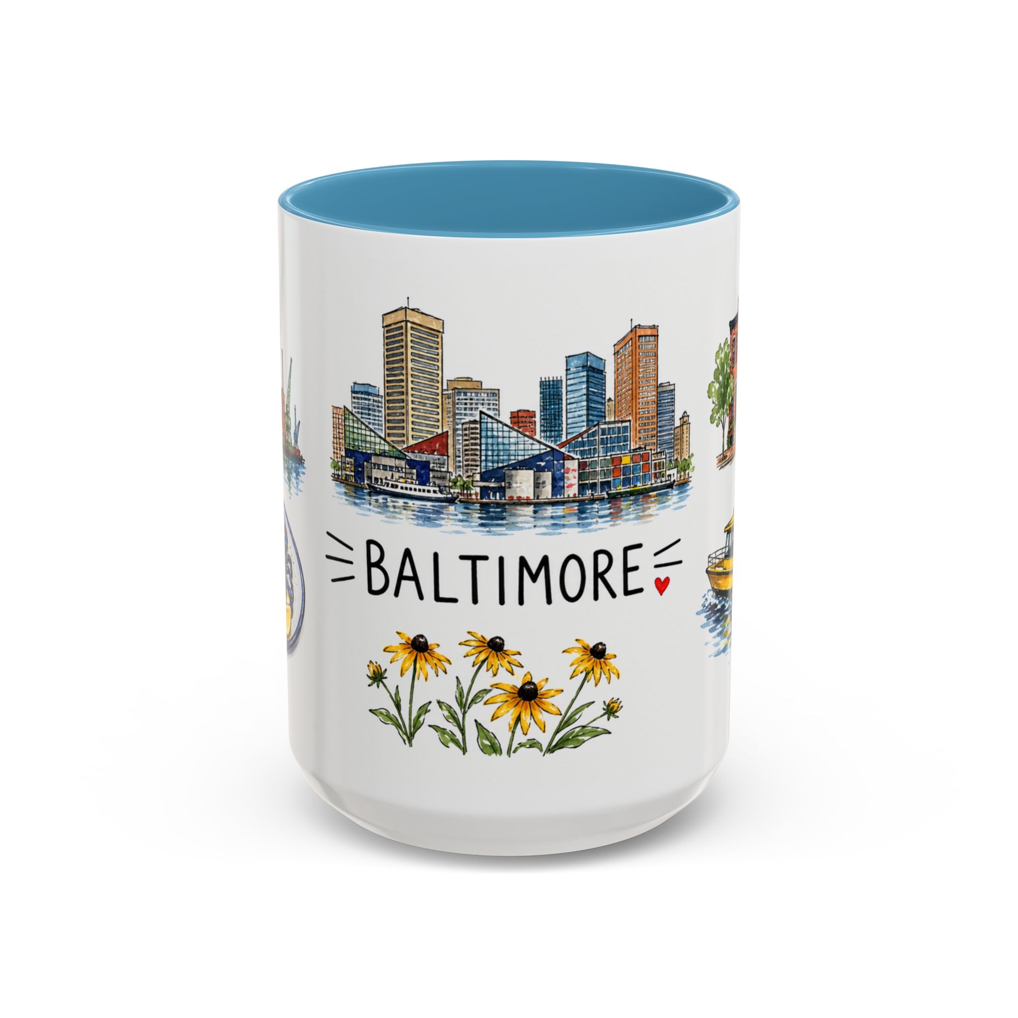 Baltimore Illustrated Travel Mug | City Souvenir Accent Coffee Mug | 11oz 15oz Ceramic Cup