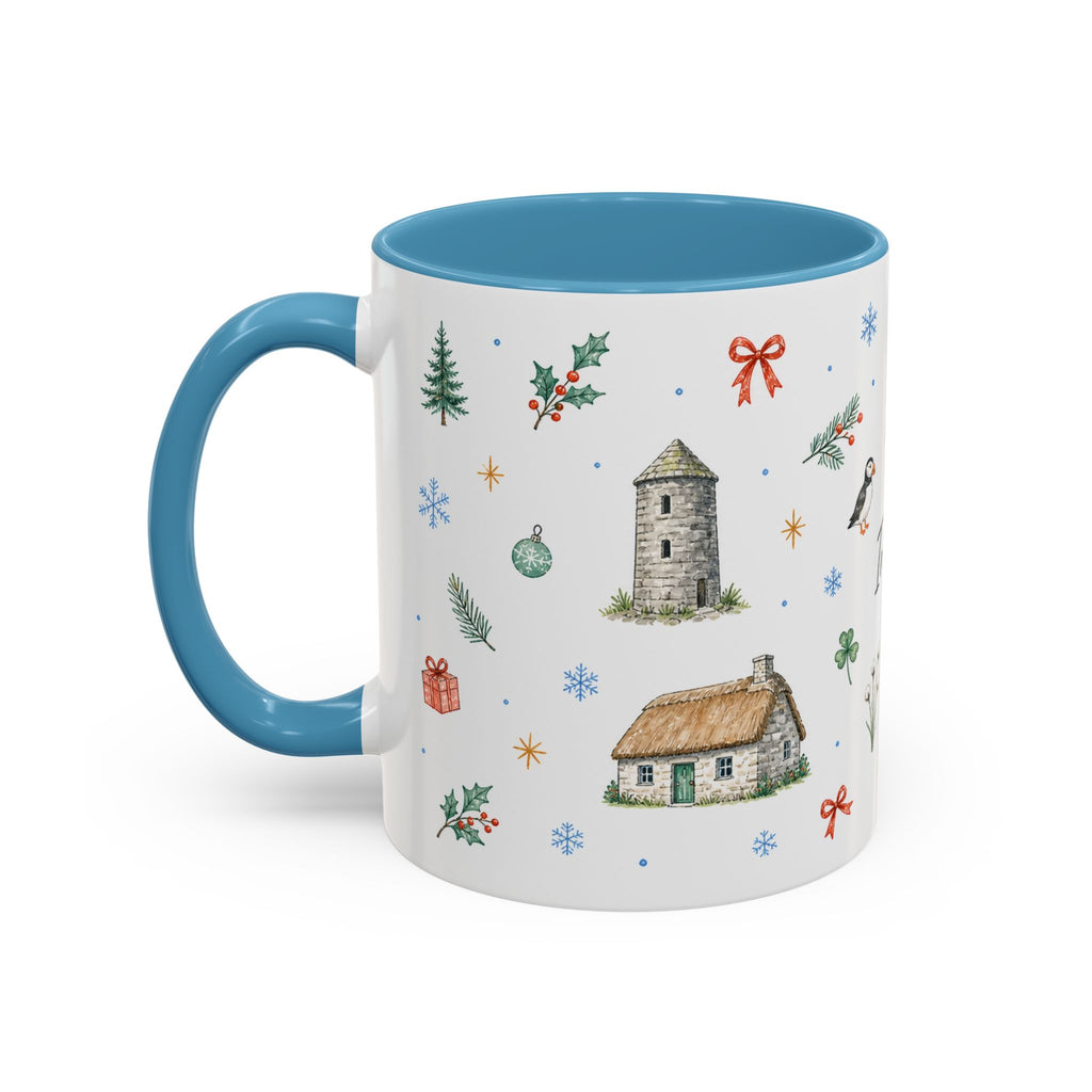 Ireland Christmas Mug | Watercolor Travel Souvenir | Holiday Gift | Accent Ceramic Coffee Cup 11oz 15oz