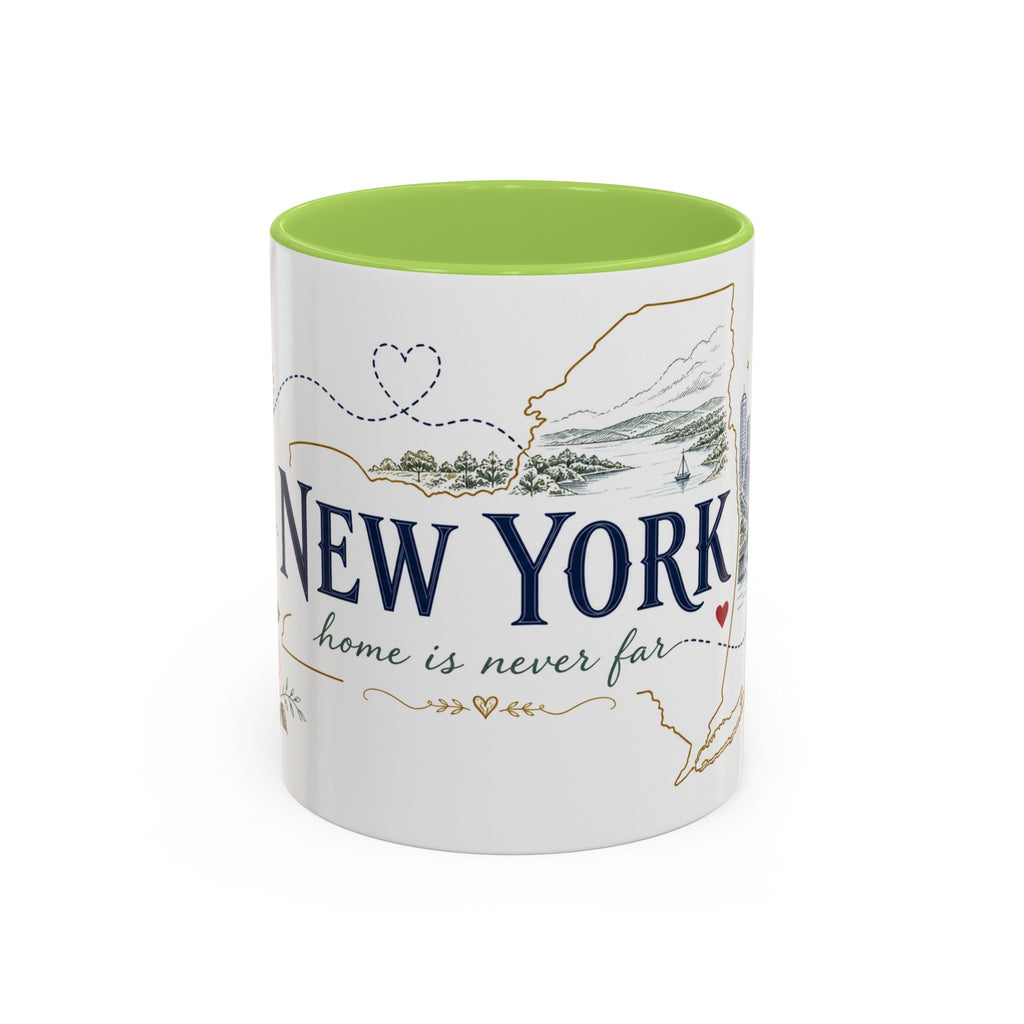 New York State Map Mug | Botanical Rose Accents, Long Distance Friendship Gift