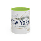 New York State Map Mug | Botanical Rose Accents, Long Distance Friendship Gift