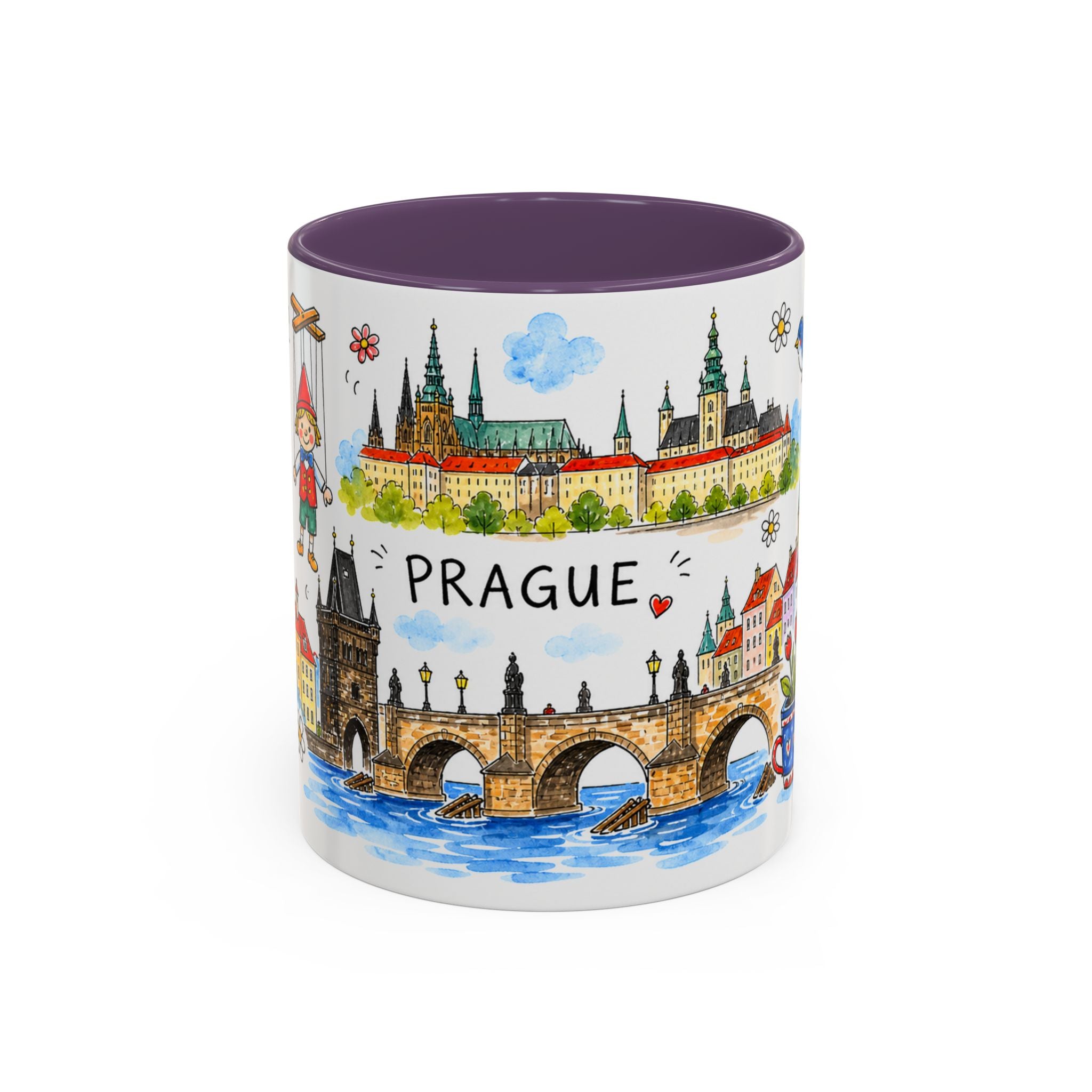 Prague Travel Mug | European City Souvenir Accent Coffee Mug | 11oz 15oz Ceramic Cup