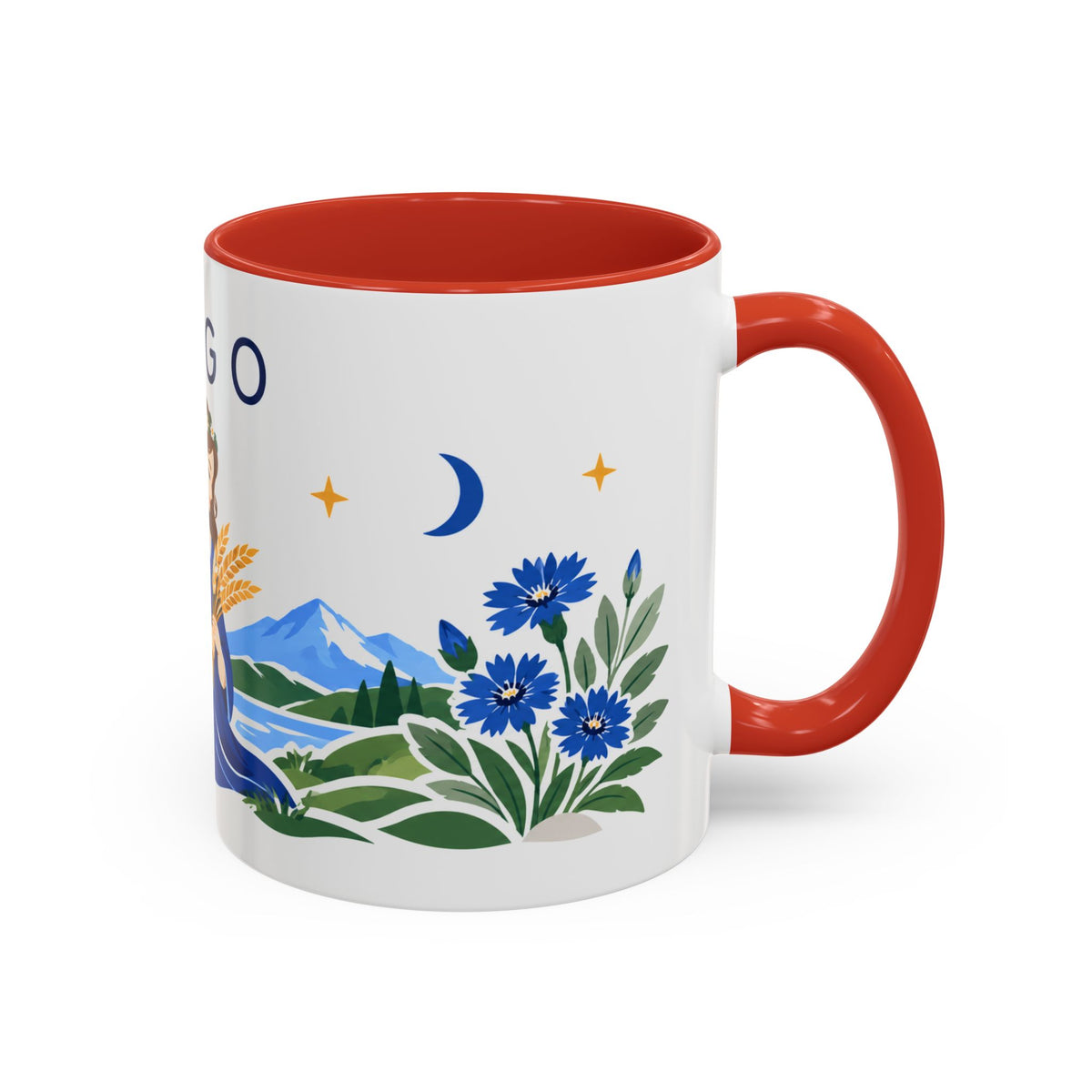 Virgo Zodiac Coffee Mug | Maiden and Wheat Design | Astrology Birthday Gift | 11 oz 15 oz Ceramic Accent Mug