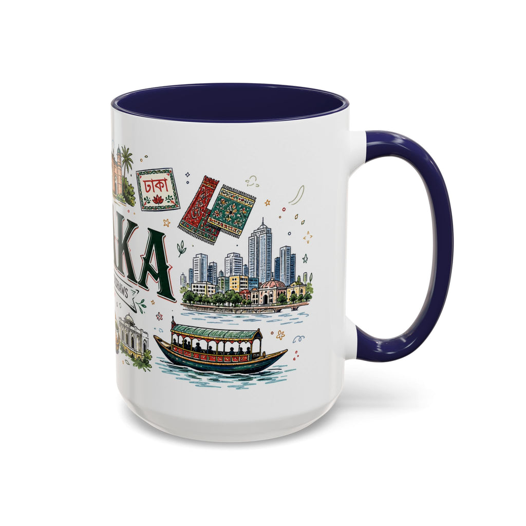Dhaka Coffee Mug | Bangladesh Souvenir Travel Gift | Accent Color Ceramic 11oz 15oz