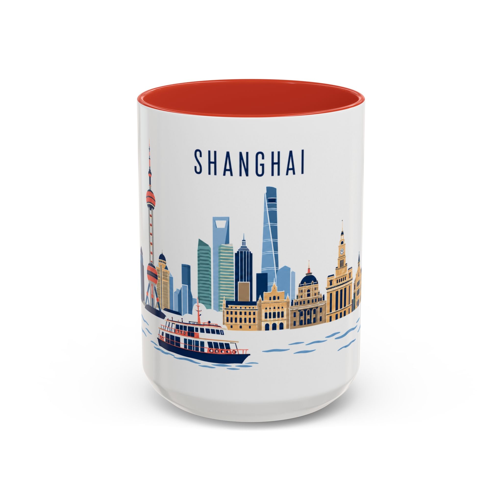 Shanghai Coffee Mug | China Travel Souvenir | Porcelain Decal City Gift | 11oz 15oz Accent Mug