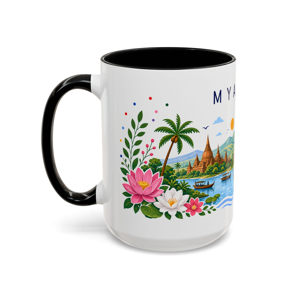 Myanmar Coffee Mug | Travel Souvenir Accent Mug | Place Gift Ceramic Cup 11oz 15oz