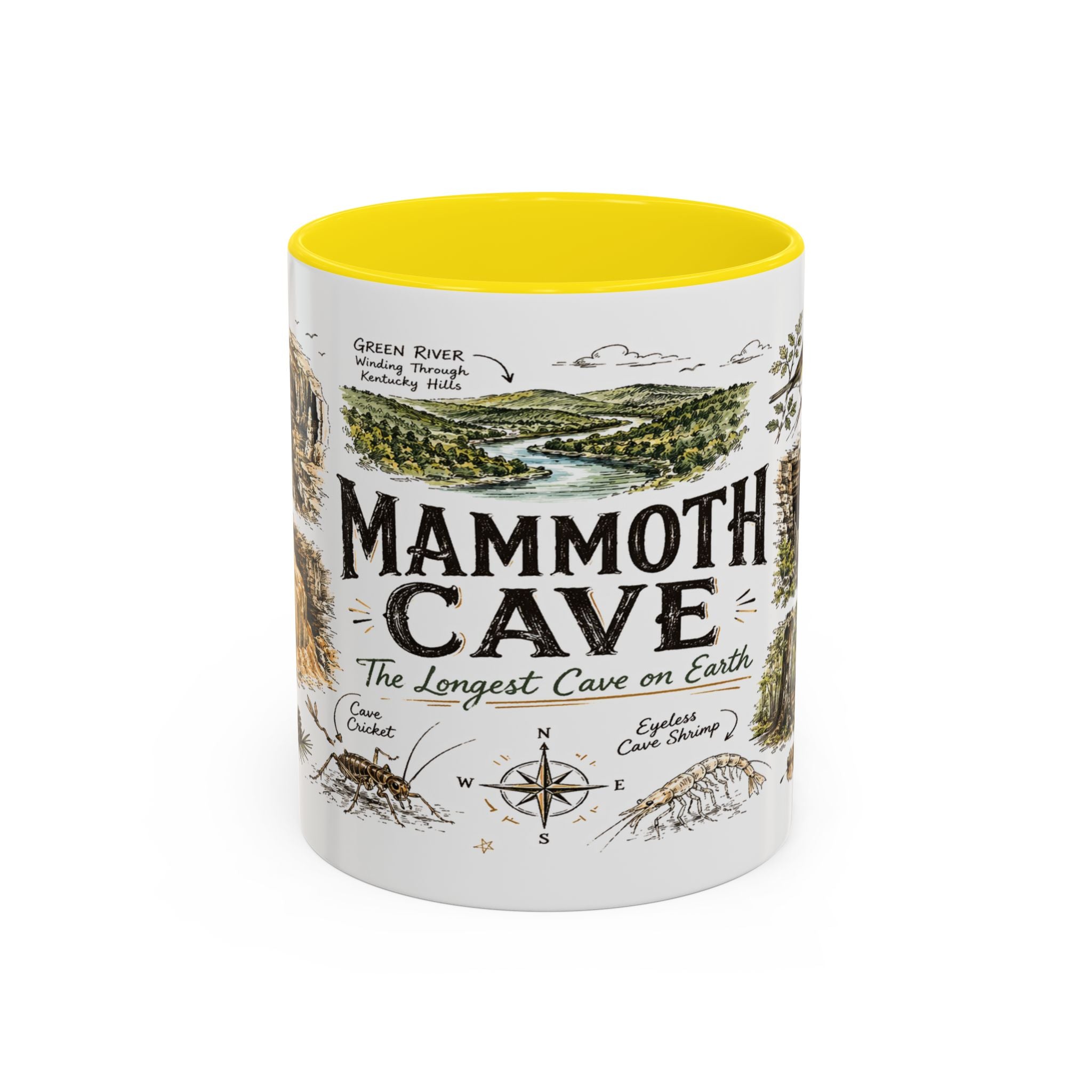Mammoth Cave National Park Coffee Mug | Kentucky Cave Exploration Hiking Gift | Accent Color Ceramic 11oz 15oz