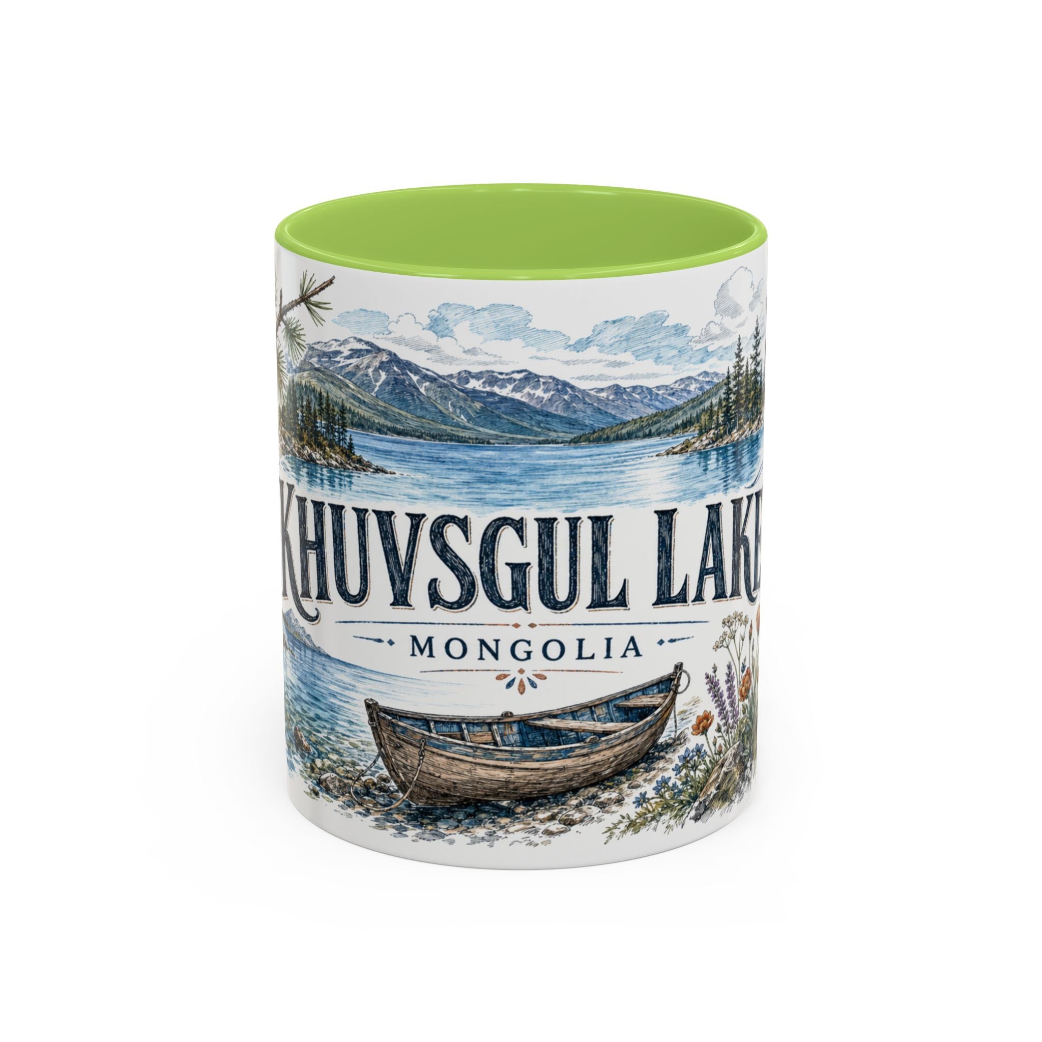 Khuvsgul Lake Mug, Mongolia Travel Souvenir, Bucket List Gift, Accent Ceramic Coffee Mug 11oz 15oz