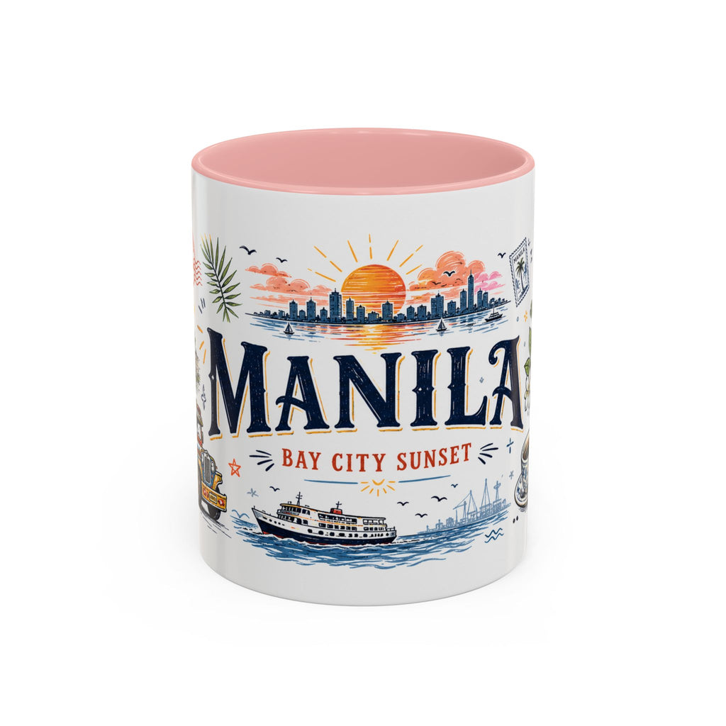 Manila Coffee Mug | Philippines Souvenir Travel Gift | Accent Color Ceramic 11oz 15oz