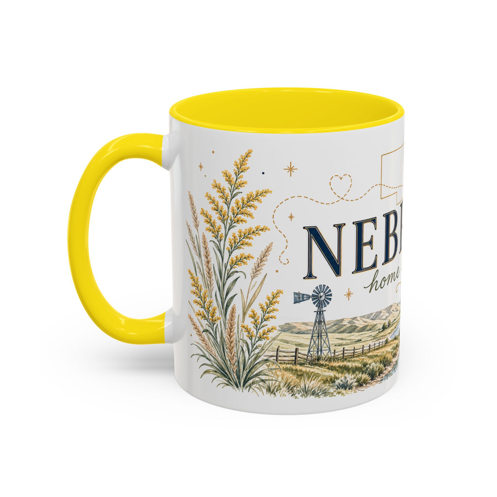 Nebraska State Mug | Moving Away, Long Distance Friendship Gift | Botanical Landscape Accent Mug