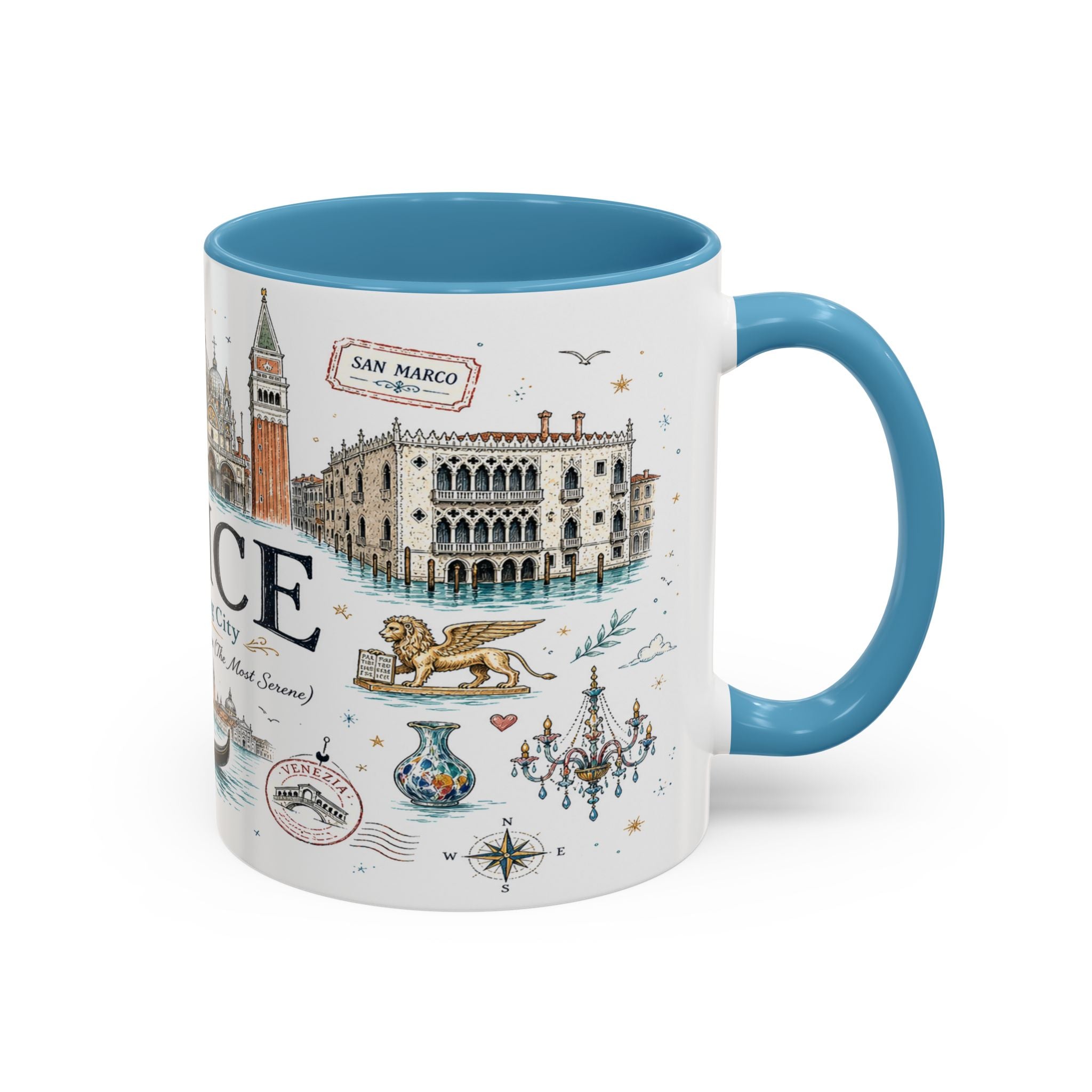 Venice Coffee Mug | Italy Souvenir Travel Gift | Accent Color Ceramic 11oz 15oz