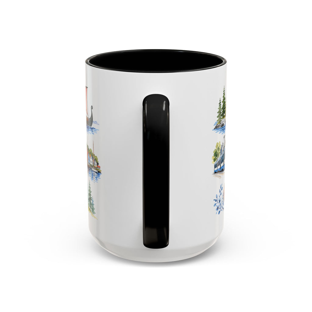 Oslo Illustrated Travel Mug | City Souvenir Accent Coffee Mug | 11oz 15oz Ceramic Cup