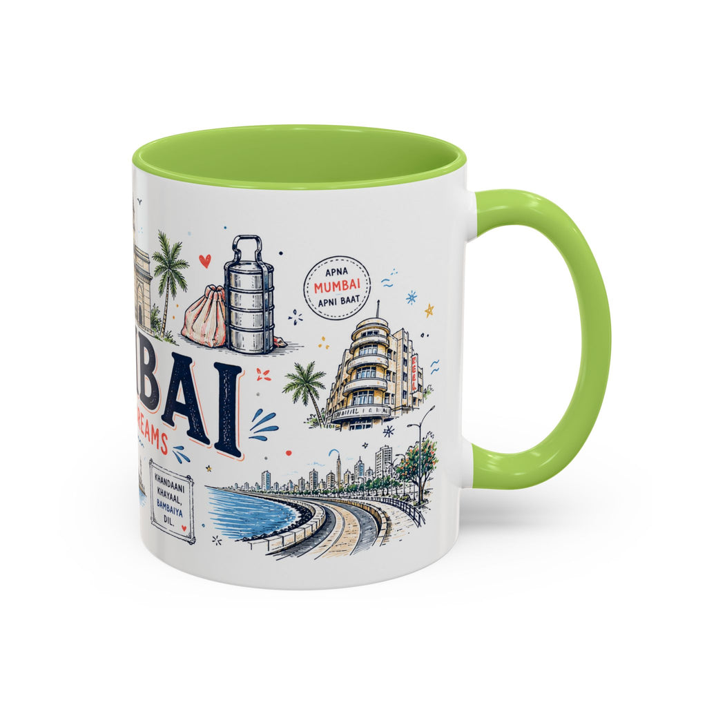 Mumbai Coffee Mug | India Souvenir Travel Gift | Accent Color Ceramic 11oz 15oz