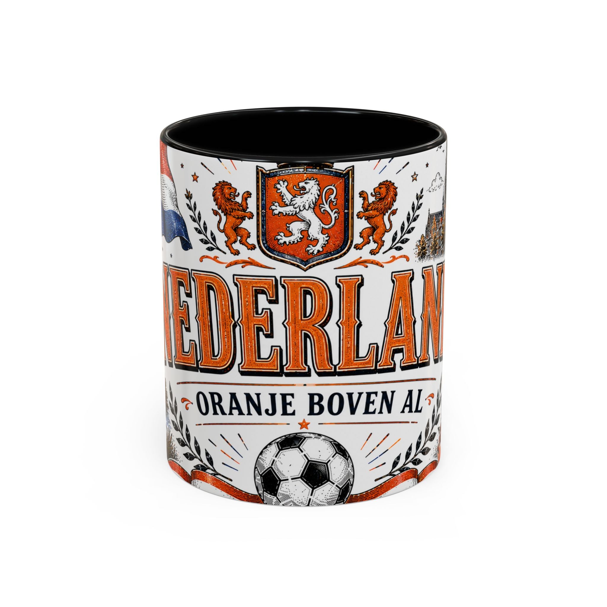Netherlands Soccer Coffee Mug | World Cup Fan Gift | Accent Color Ceramic 11oz 15oz Match Day Cup