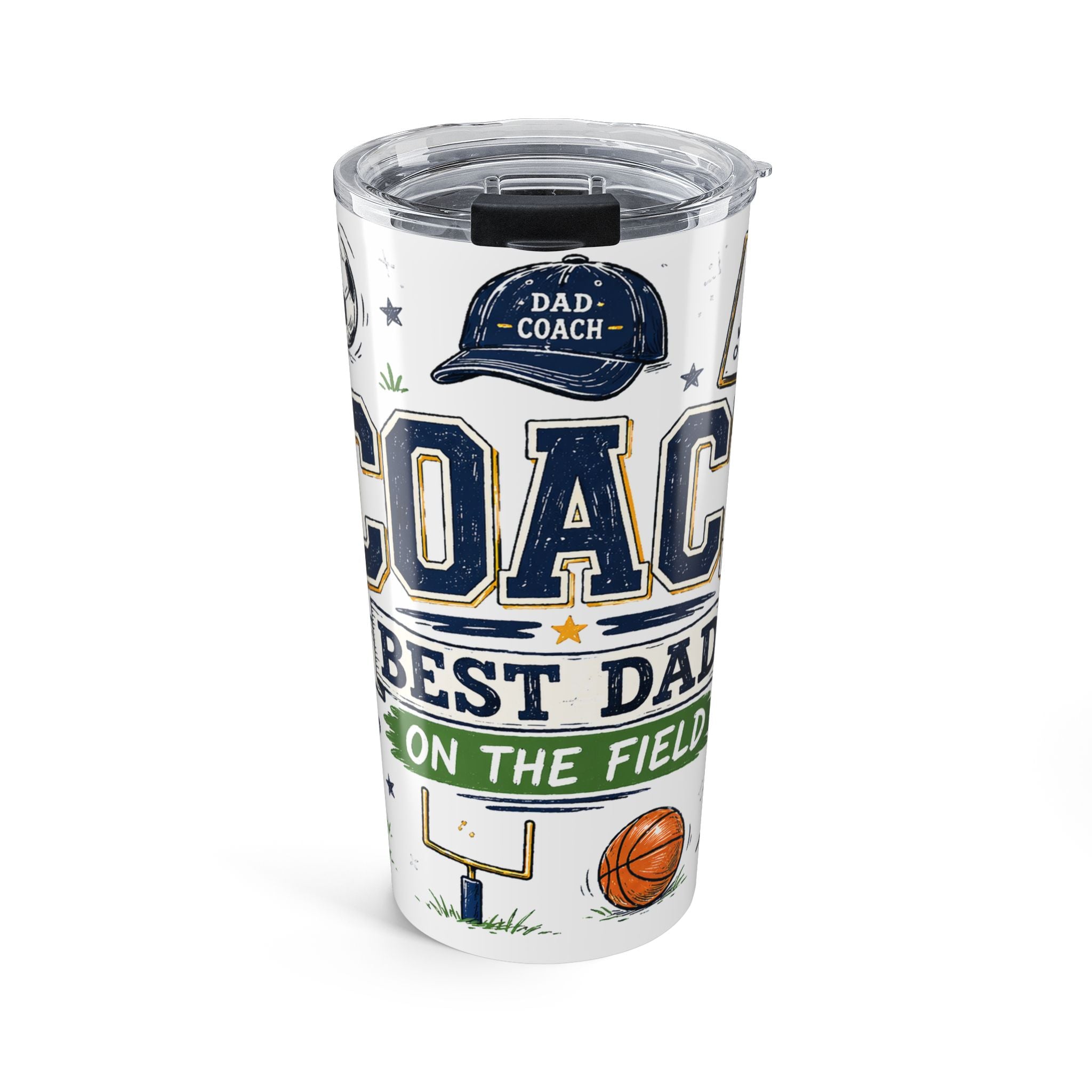 Coach Best Dad On The Field 20oz Tumbler | Father's Day Gift for Dad | Insulated Stainless Steel Travel Cup