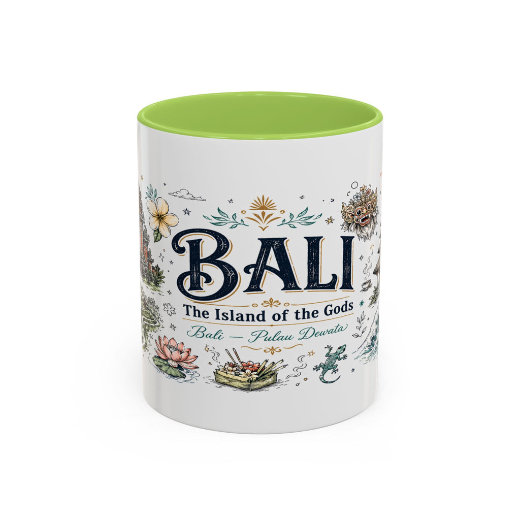 Bali Coffee Mug | Indonesia Souvenir Travel Gift | Accent Color Ceramic 11oz 15oz